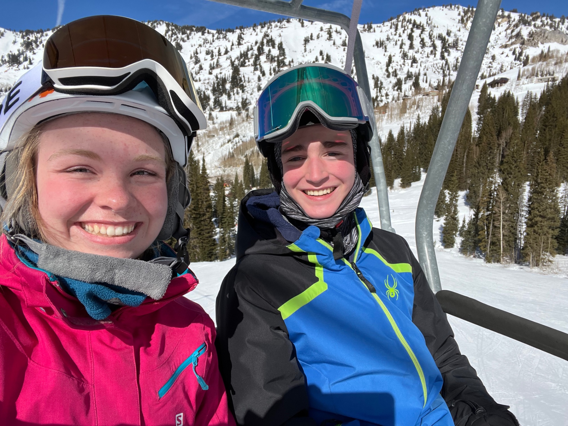 Skiing together at Alta